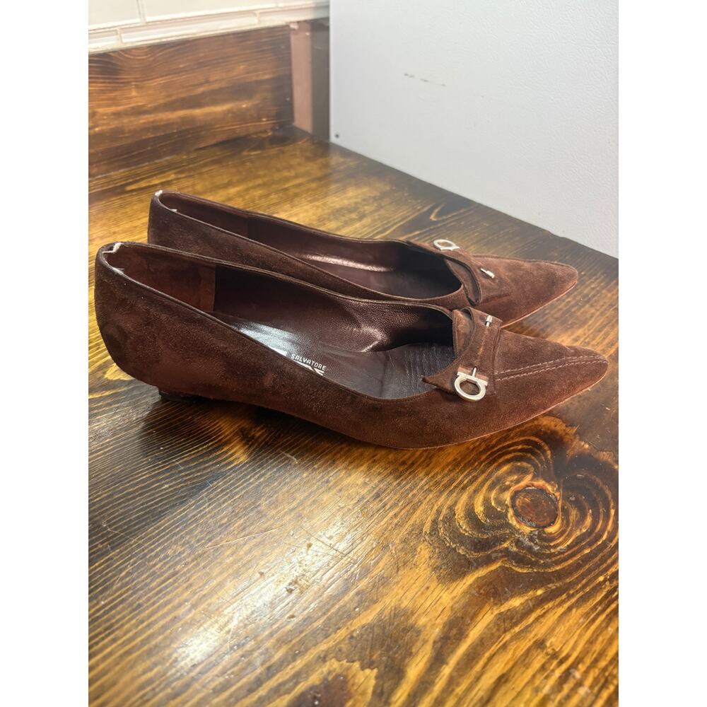 Salvatore Ferragamo Brown Suede Kitten Heels Size‎ 9
